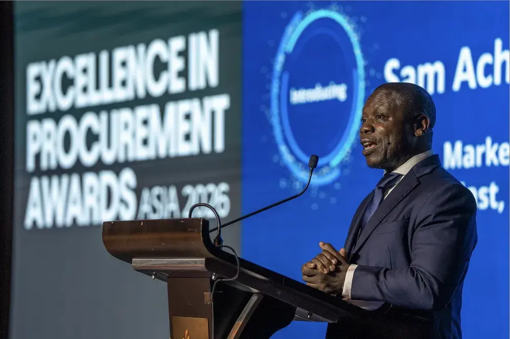 Speaker on stage at the Excellence in Procurement Awards Asia 2026, part of ProcureCon Asia