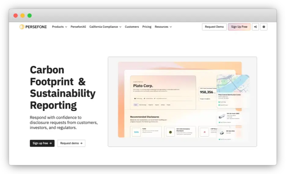 Persefoni homepage